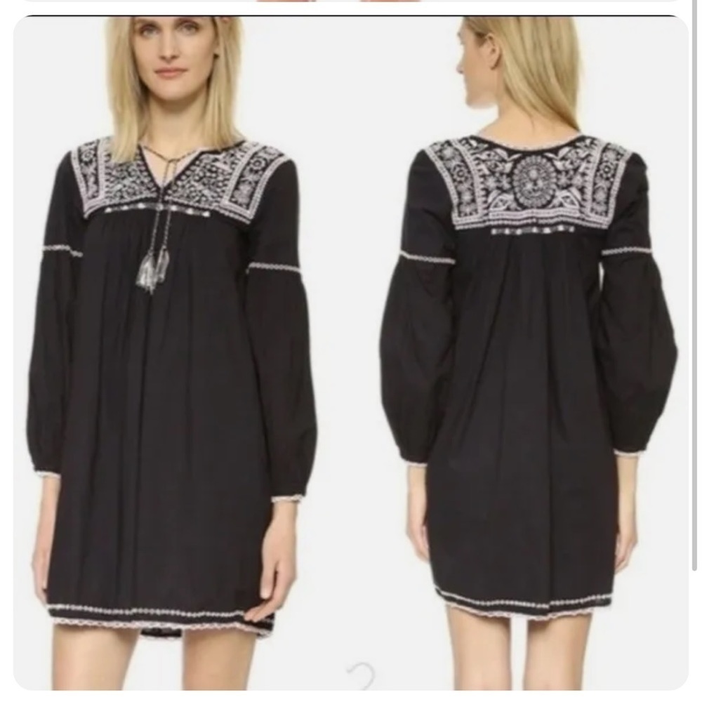 Ulla Johnson Mira Black Embroidered Tassel Dress Size 2
